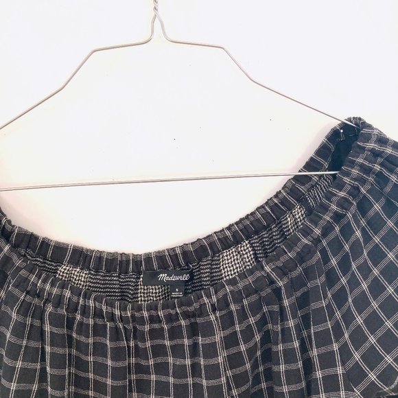 MADEWELL Windowpane plaid Off The Shoulder Top, S - Picture 8 of 11